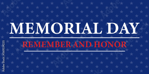 Memorial day icon . American falg .Blue background with star . USA memorial day . Banner with text. Holiday , 4th july.