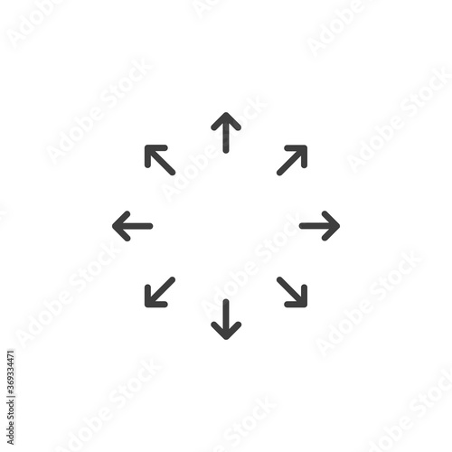 Spreading outward arrows icon. Distribution arrows. Stock vector illustration isolated on white background.