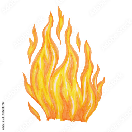 Illustration of a Burning flame on a white background 4