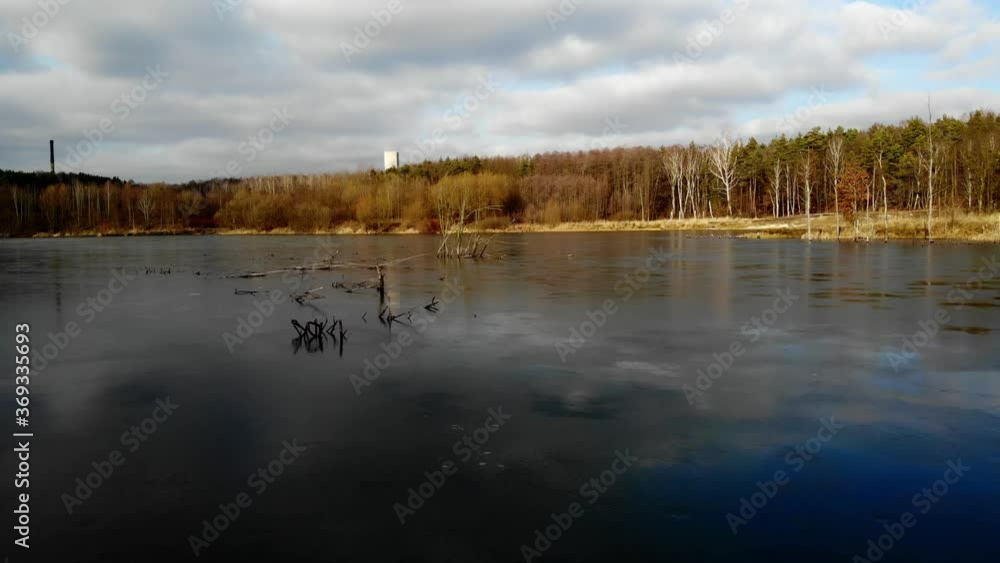Mining excavation flooded with water. Mining excavation flooded with water.