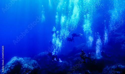 Wallpaper Mural Scubadiving. Scuba divers diving at the shipwreck. Torontodigital.ca