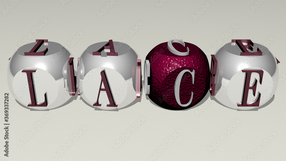 crosswords of LACE arranged by cubic letters on a mirror floor, concept meaning and presentation. background and illustration crosswords of LACE arranged by cubic letters on a mirror floor, concept meaning and presentation. background and illustration