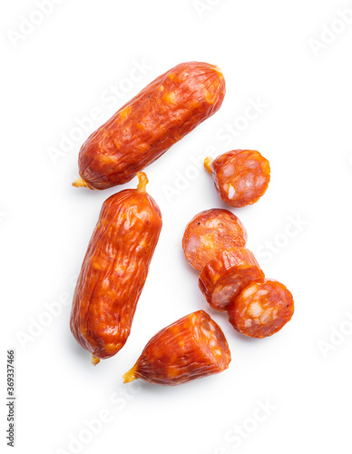 Obraz na płótnie Sliced mini salami sausages