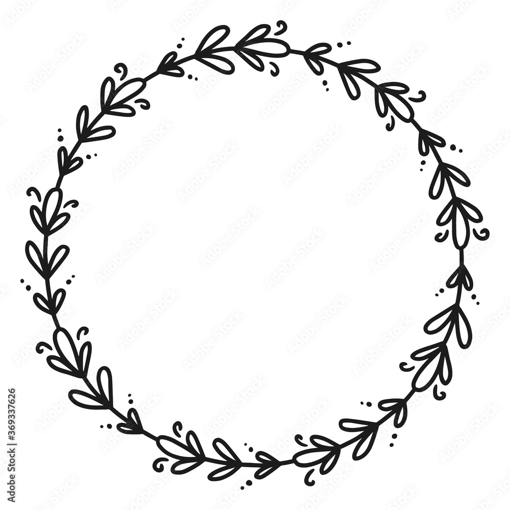 Hand drawn floral wreath. Round frame. Good for invitation, greeting cards, quotes, wedding design. Vector illustration isolated on white background. Hand drawn floral wreath. Round frame. Good for invitation, greeting cards, quotes, wedding design. Vector illustration isolated on white background.
