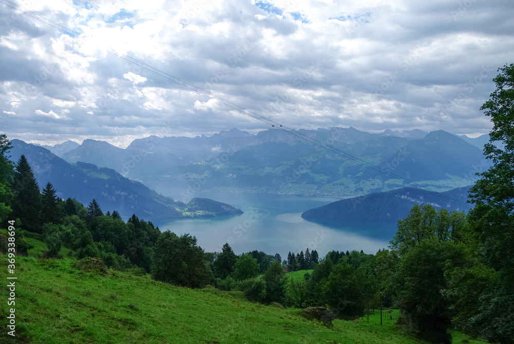 View of Lake Lucerne on the slope from Mount Rigi, Switzerland
