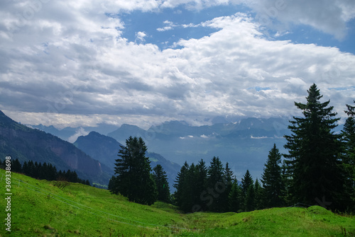 View of Lake Lucerne on the slope from Mount Rigi, Switzerland