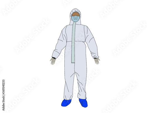 Personal Protective Equipment full body suit with medical gloves