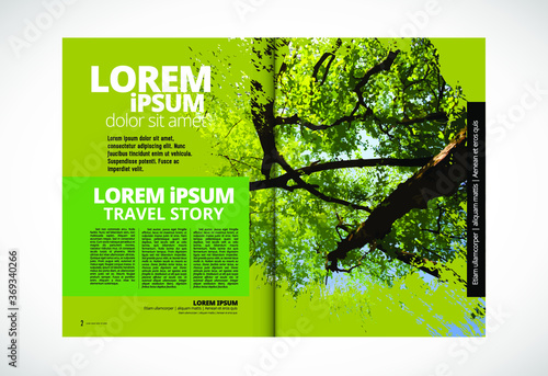 Brochure template flyer with nature landscape background