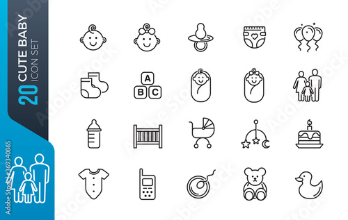 cute baby icon set