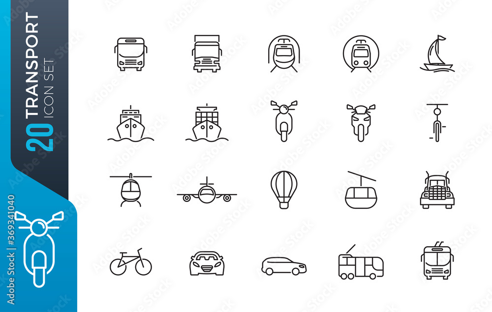 minimal transport icon set minimal transport icon set