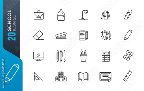 minimal school icon set