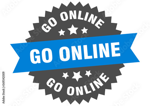 go online round isolated ribbon label. go online sign