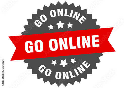 go online round isolated ribbon label. go online sign