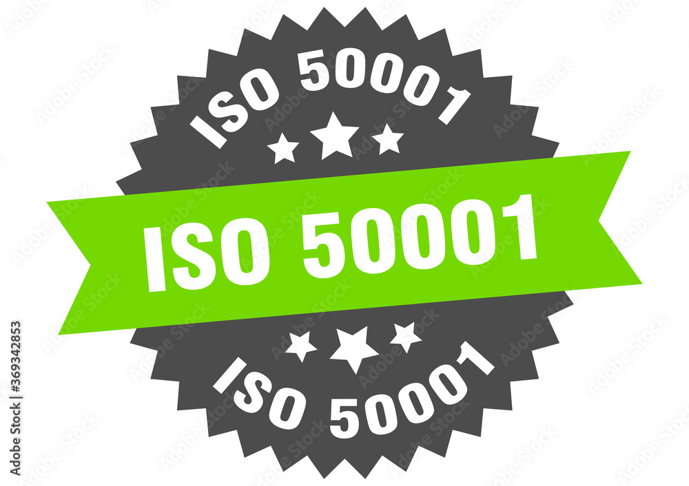Fototapeta premium iso 50001 round isolated ribbon label. iso 50001 sign