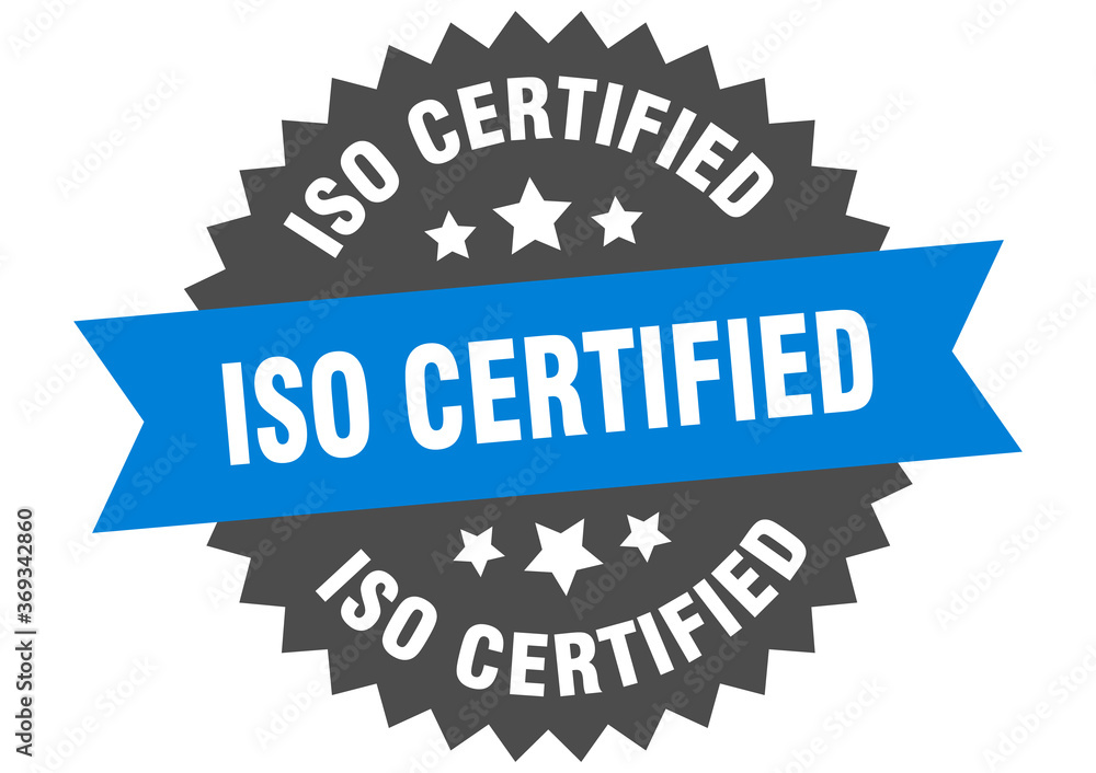 iso certified round isolated ribbon label. iso certified sign iso certified round isolated ribbon label. iso certified sign