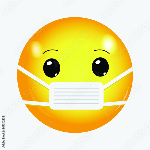 Cartoon Emoji With Mouth Mask Vector Design