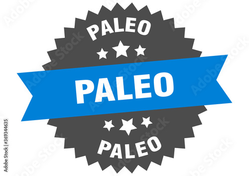 paleo round isolated ribbon label. paleo sign