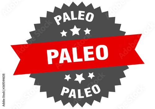 paleo round isolated ribbon label. paleo sign