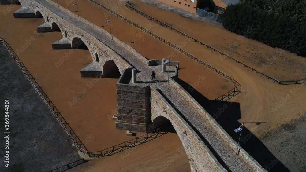 Hospital de Orbigo, village of Leon, Spain. Aerial Drone Footage. Camino de Santiago