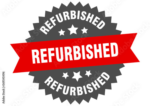 refurbished round isolated ribbon label. refurbished sign