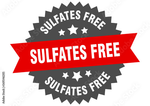 sulfates free round isolated ribbon label. sulfates free sign