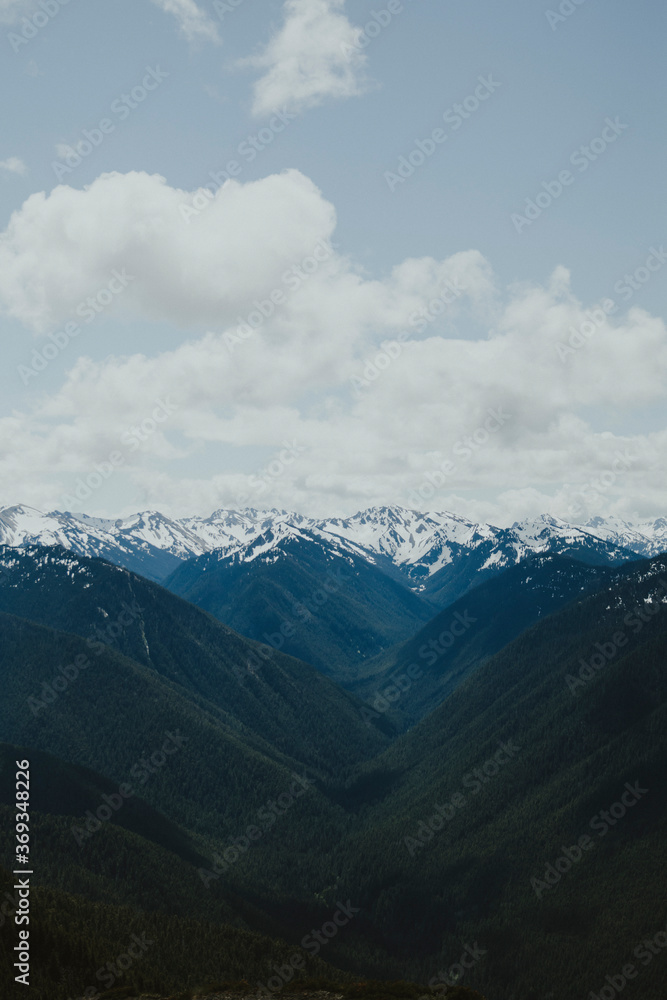 Fototapeta premium clouds over hurricane ridge mountains 