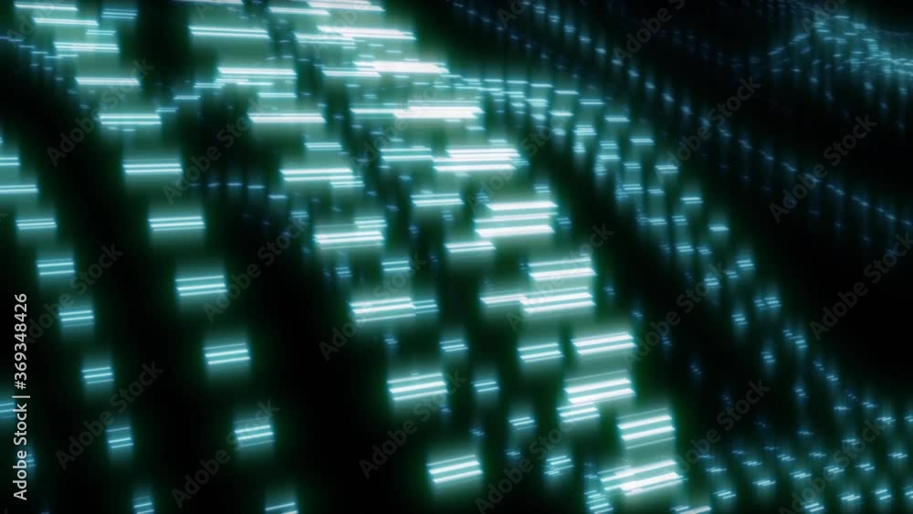 Waves Of Abstract Digital Hologram Moving And Glittering In The Dark Waves Of Abstract Digital Hologram Moving And Glittering In The Dark