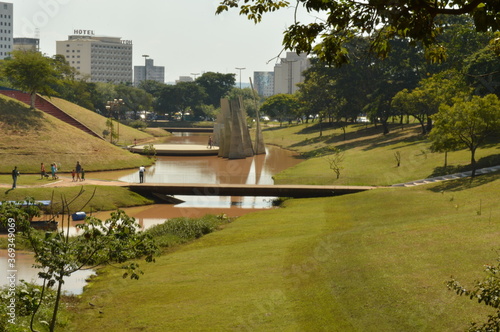 Parque Vitoria Regia - Bauru, Sao Paulo - Lake at a green park in Brazil