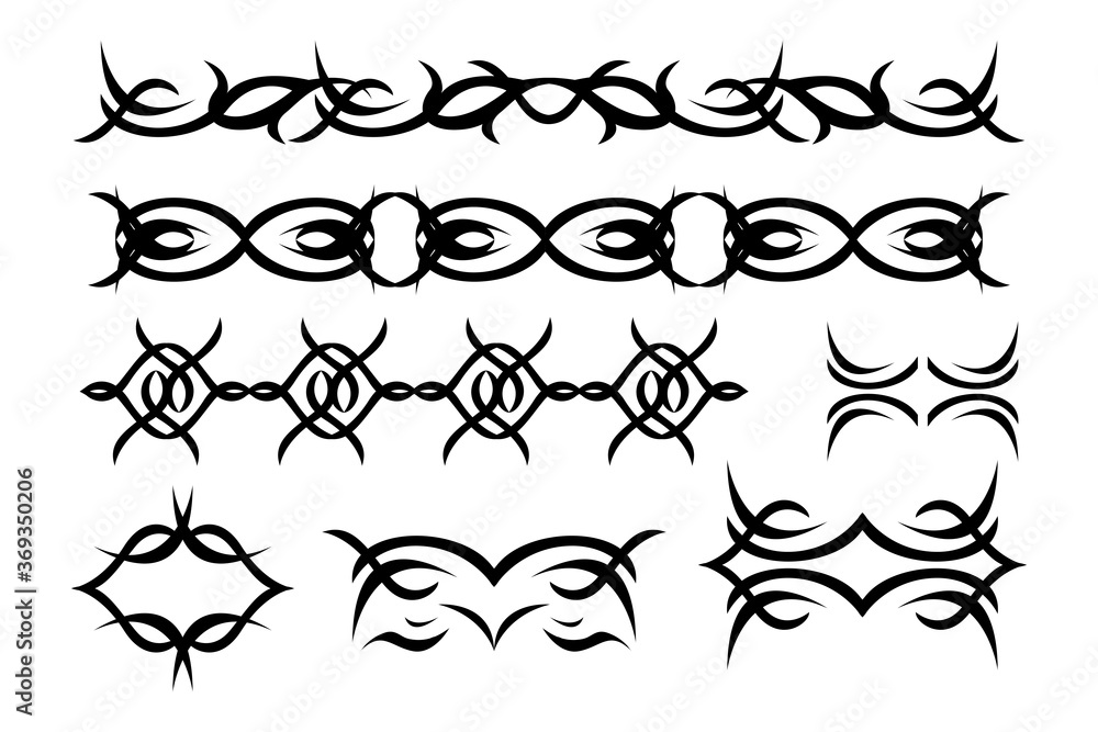 Tattoo tribal designs abstract pattern on the arm and sleeve design, set tribal tattoo, mandala art tatoo vector design template Tattoo tribal designs abstract pattern on the arm and sleeve design, set tribal tattoo, mandala art tatoo vector design template