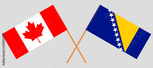 Crossed flags of Canada and Bosnia and Herzegovina