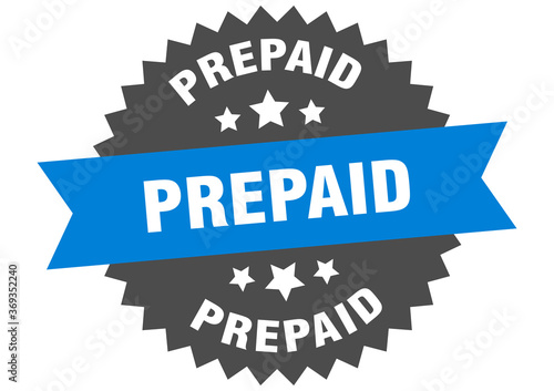 prepaid round isolated ribbon label. prepaid sign