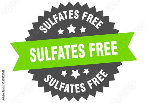 sulfates free round isolated ribbon label. sulfates free sign