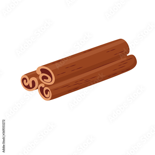 cinnamon sticks isolated on white, vector illustration