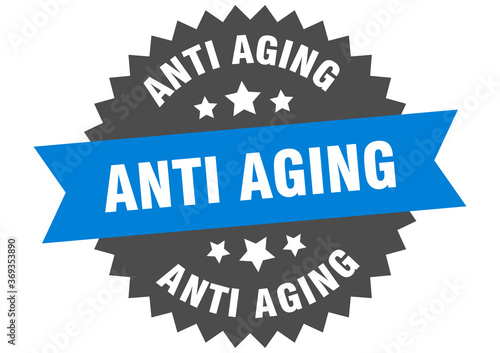 anti aging round isolated ribbon label. anti aging sign