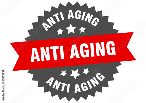 anti aging round isolated ribbon label. anti aging sign