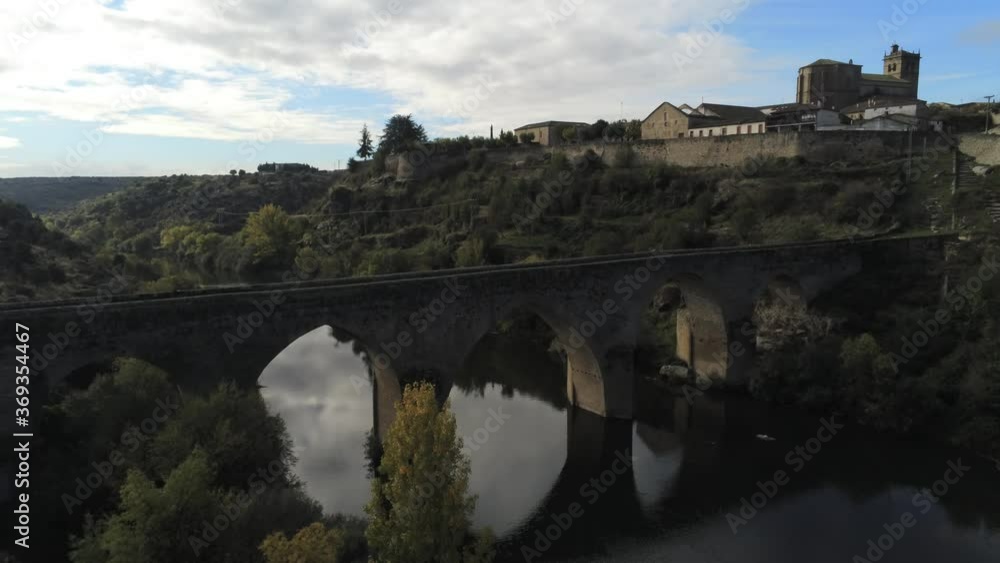Bridge in Ledesma. Beautiful village of Salamanca,Spain. Aerial Drone Footage Bridge in Ledesma. Beautiful village of Salamanca,Spain. Aerial Drone Footage