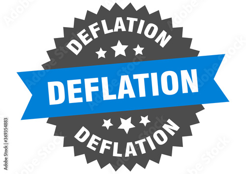 deflation round isolated ribbon label. deflation sign