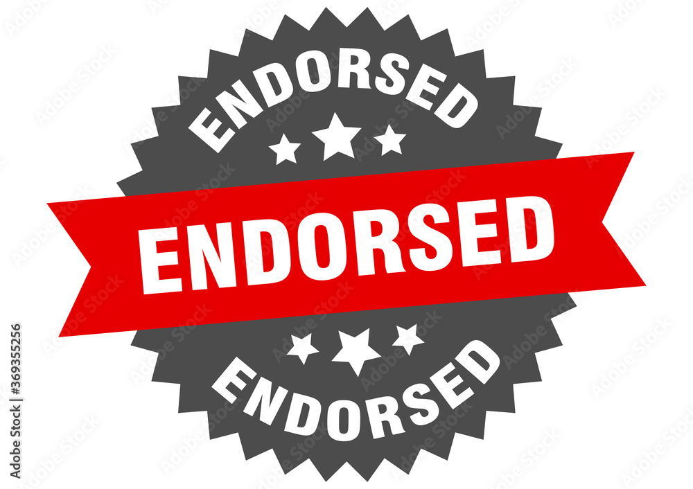 endorsed round isolated ribbon label. endorsed sign endorsed round isolated ribbon label. endorsed sign