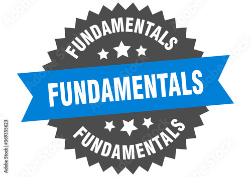 fundamentals round isolated ribbon label. fundamentals sign