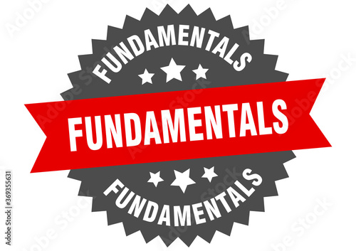 fundamentals round isolated ribbon label. fundamentals sign