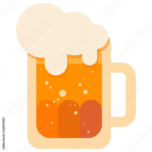 Mug of beer on white isolated backdrop. Brewery for invitation or gift card, notebook, craft beer shop logo, bath tile, scrapbook. Phone case or cloth print art. Flat style stock vector illustration