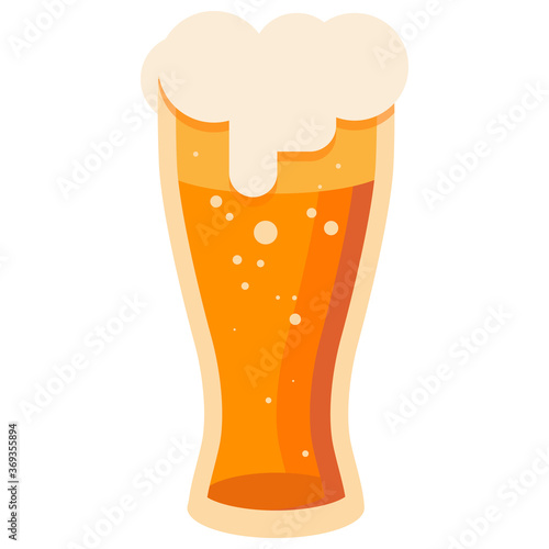 Glass of beer on white isolated backdrop. Brewery for invitation or gift card, notebook, craft beer shop logo, bath tile, scrapbook. Phone case or cloth print art. Flat style stock vector illustration