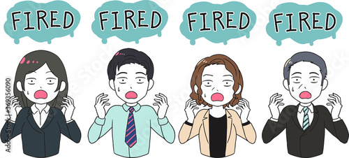 クビを言い渡される会社員　FIRED　ギャグ調