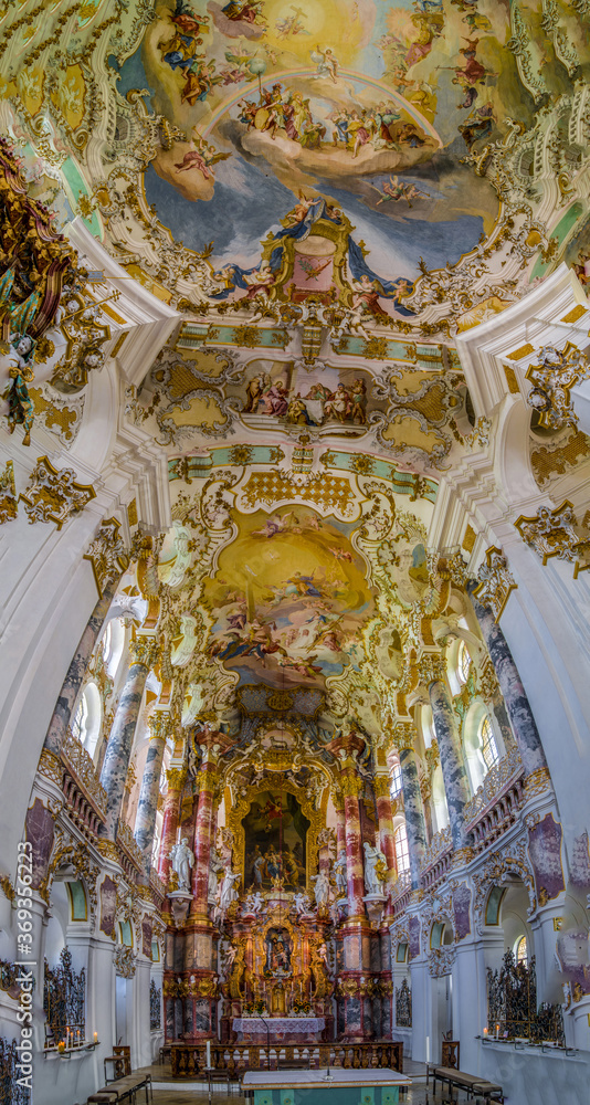 Frescoes in the Wieskirche Church in Bavaria, Germany