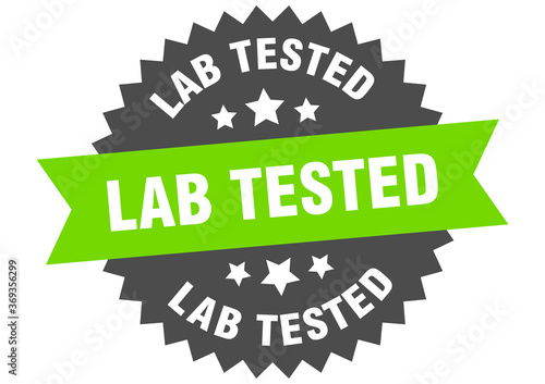 lab tested round isolated ribbon label. lab tested sign