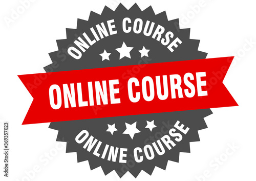 online course round isolated ribbon label. online course sign
