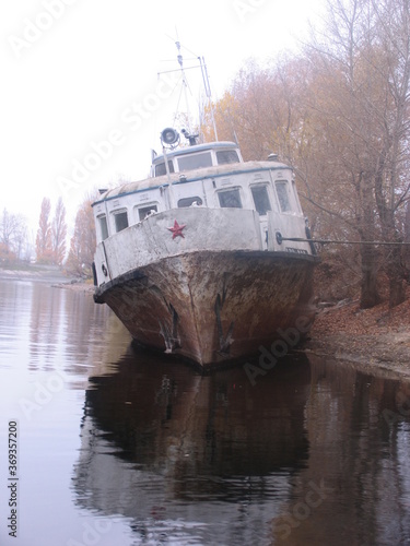 old ship on the Dnieper river