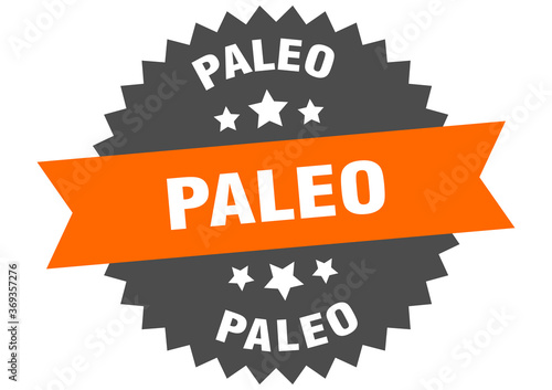 paleo round isolated ribbon label. paleo sign