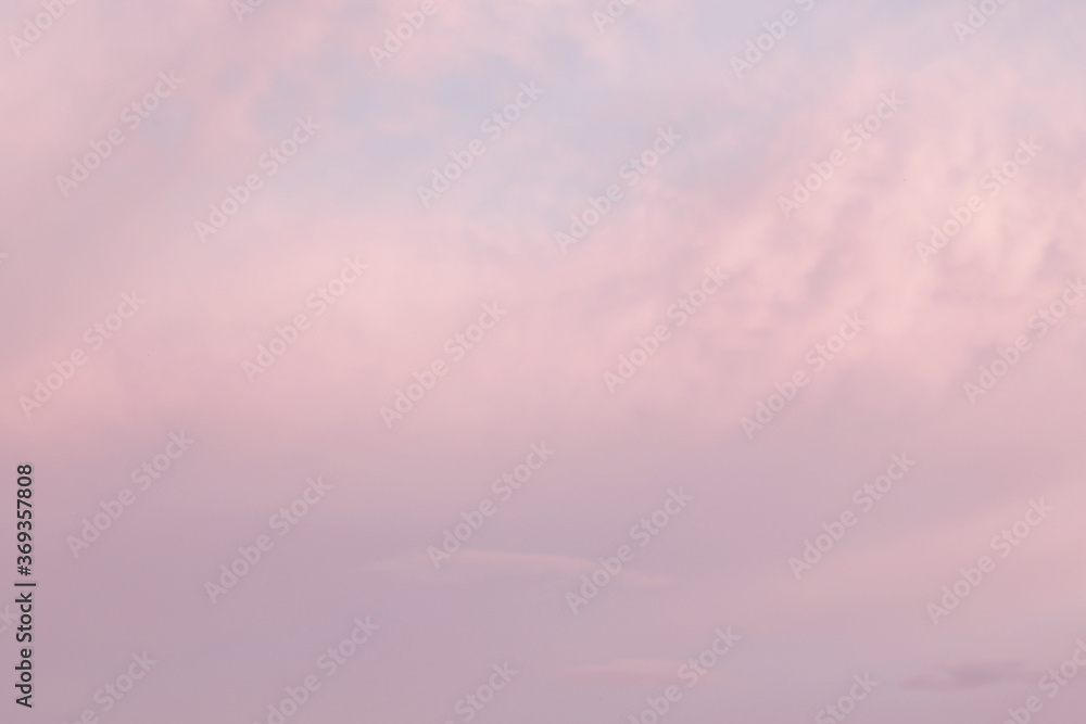 soft pastel pink evening sky with couds