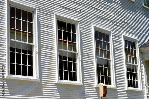 large windows on colonial church 